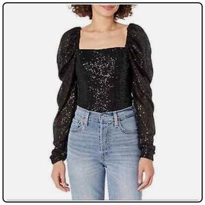 Ramy Brook Black Sequin Women's Top
